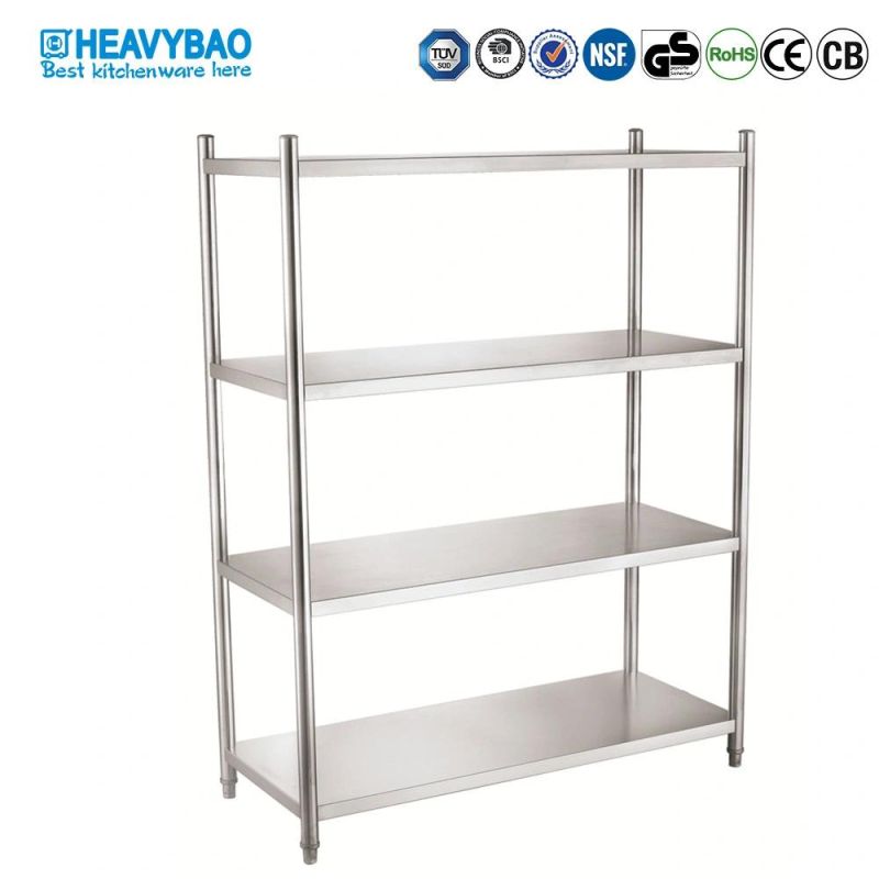 Heavybao Flat Assembled Stainless Steel Four Layer Flat Kitchen Vegetable Storage Shelf Rack
