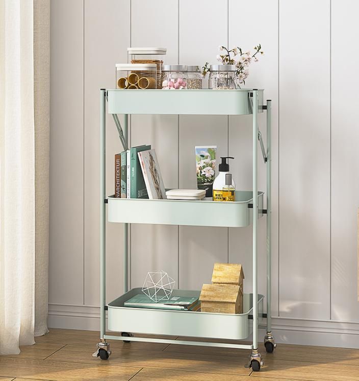 Installation-Free Folding Rack Trolley Kitchen Living Room Floor Household Multi-Layer Snack Storage Storage Shelf