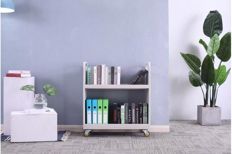 Library Office Movable Delivery Book Car Metal Book Ladder Book Shelf Tool Rack