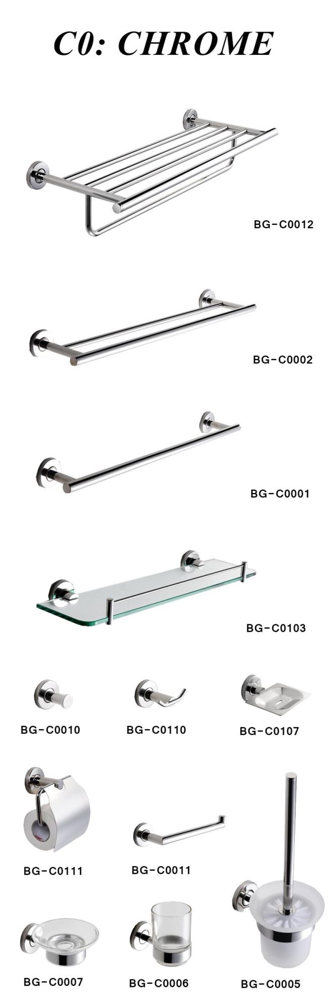 304SUS Sanitary Ware Bathroom Shelf Towel Rack Bg-C0001