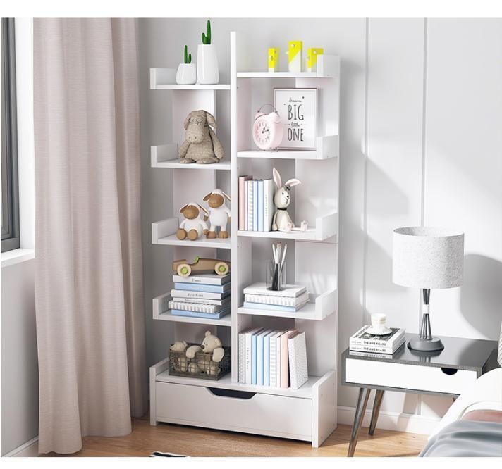 Bookshelf Household Simple Floor Tree-Shaped Small Storage Rack Bedroom Storage Rack Living Room Multi-Layer Lattice Bookcase