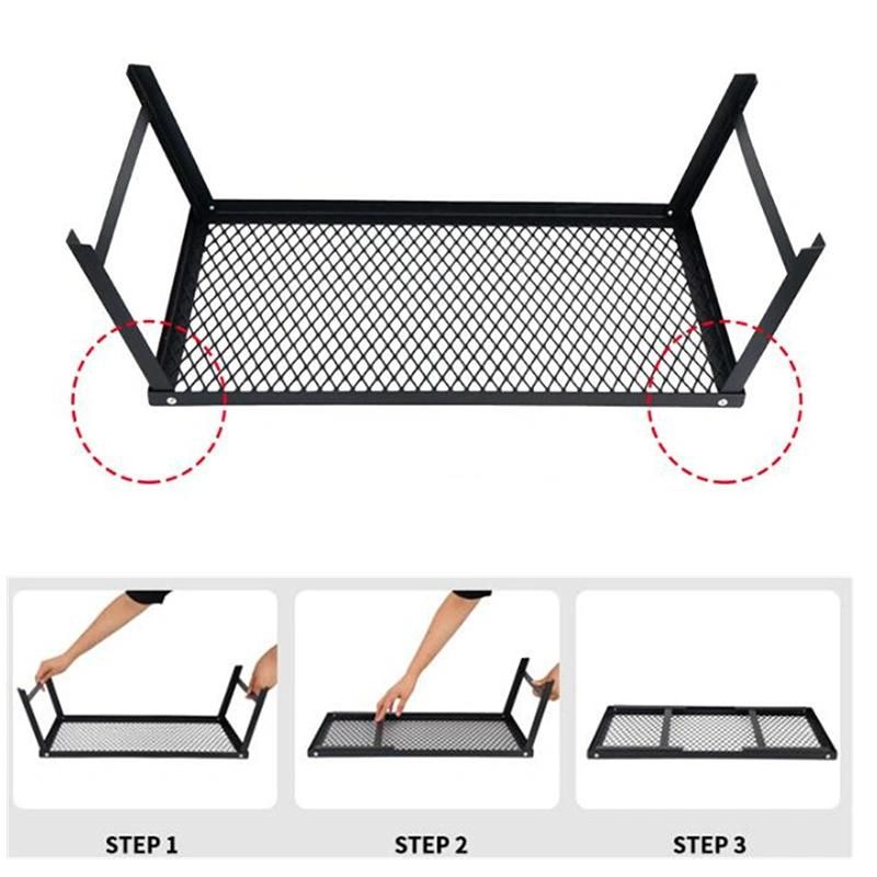 Outdoor Convenient Storage Barbecue Table Multi-Functional Folding Picnic Table Camping Storage Drain Net Rack