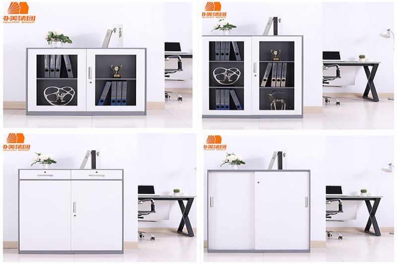 Hot Sell Slide Steel File Storage Cabinet 3 Shelves Sliding Double Door File Cupboard