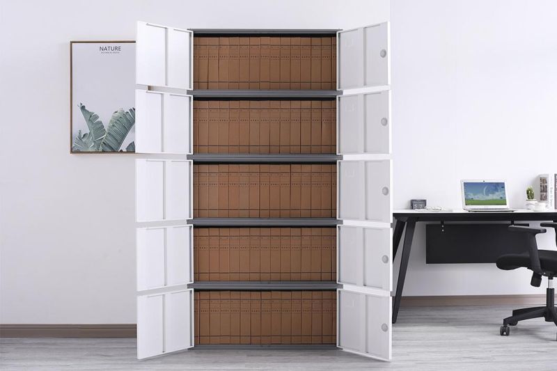 Modern Metal Furniture Office Storage Four Shelves Steel Swing Door Cabinet