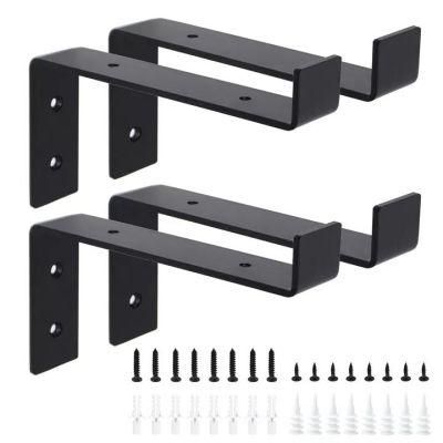 Black DIY L J Angle Industrial Rustic Floating Cast Iron Metal Steel Wall Shelf Bracket