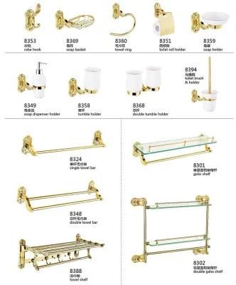 Golden Bath Accessory Bathroom Accessories Sets for Five Star Hotel Brass Hardware Fittings Suite