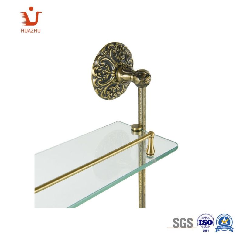 Glass Shelf Wall Mount Shelf with Chrome Plated Bath Fittings for Bathroom