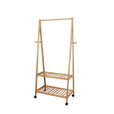 Multifunctional Wooden Bamboo Clothes Rack Shelf Holder Storage Organizer