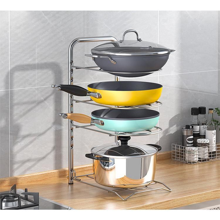 304 Stainless Steel Wok Rack with Multi-Layer Adjustable Wok Storage Rack Wok Placing Rack