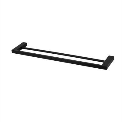 Black Featured Rubber Paint Matte Black Bathroom Accessory Double Towel Rack