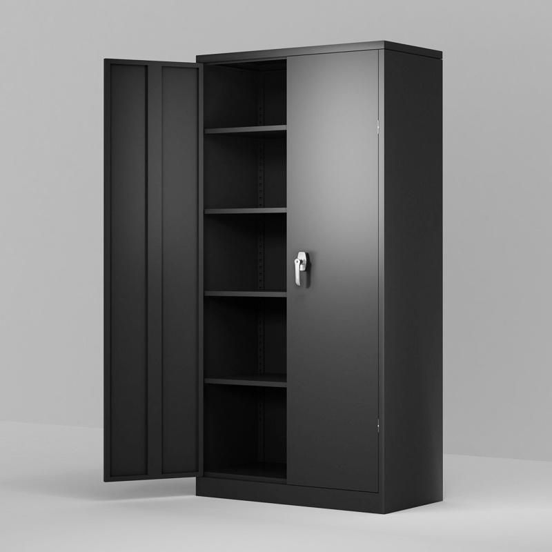 Steel Storage Cabinet 5 Shelf Metal Storage Cabinet with 4 Adjustable Shelves and Lockable Doors
