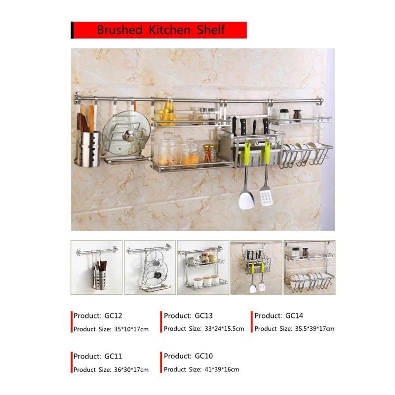 Kitchen Stainless Steel Kitchen Rack Wall Hanging Supplies Storage Rack Hanging Five-Piece Kitchen Pendant Combination