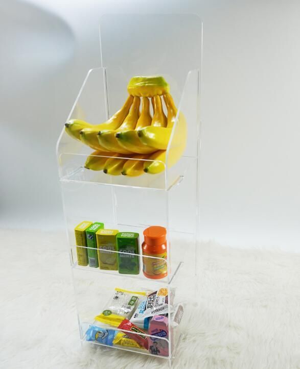 3 Tiered Detachable Assembled Clear Acrylic Counter Interlocking Retail Display Rack with 3 Shelves for Supermarket