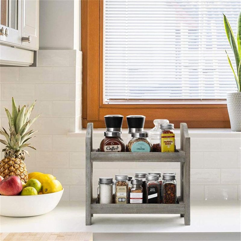 2 Tier Bathroom Countertop Organizer Cosmetic Organizer Holder Detachable Kitchen Spice Rack