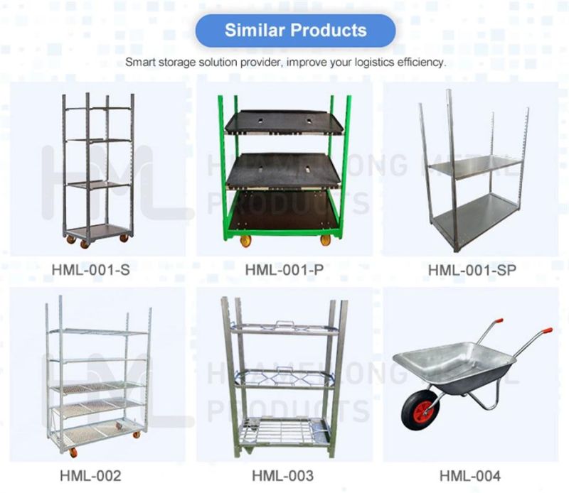 Galvanized Plant Flower Greenhouse Transportation Display Shelving Trolley for Sale