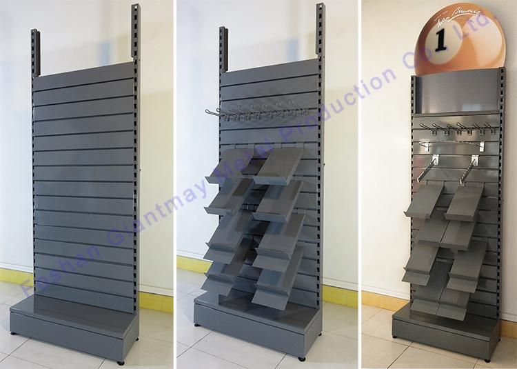 Floor Standing Powder Coated Metal Storage Shelf Display Racks with Slatwall Panels