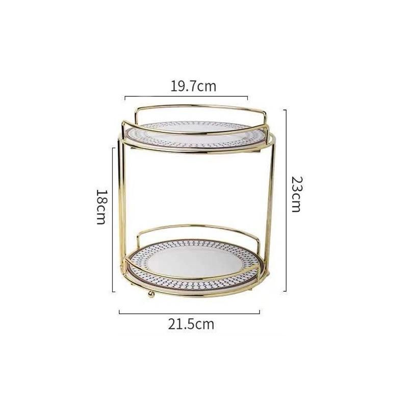 European Style Gold-Plated Iron Double-Layer Cosmetic Storage Rack Creative Dresser Desktop Storage Rack Cosmetic Rack