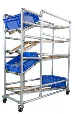 Material Tube Lean Pipe Material Handling Equipment Rack with Hand Trolley Storage Rack Pipe Rack with Industrial Cart Transfer Tollery