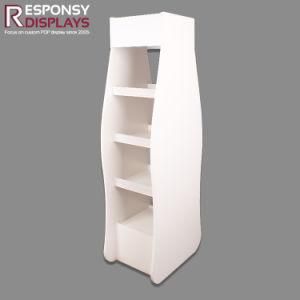 Popular Style Pop 4 Tiers Shelves Wood Pure White Milk Display Rack