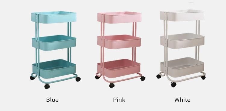 Grey Steel Rolling Cart Kitchen Vegetable Fruit Organising Storage Rack