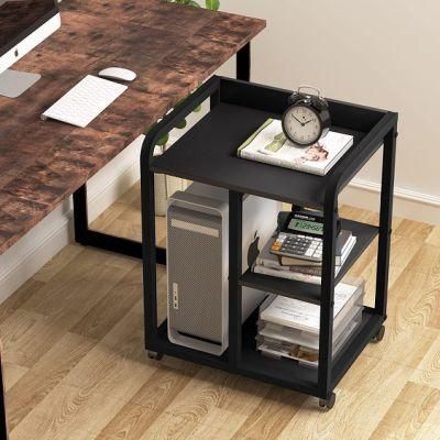 Multi Layer Storage Floor Shelf Movable Wooden Copier Side Cabinet Printer Shelf