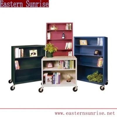 Metal Steel Library Book Trolley Newspaper Paper Shelf for Office