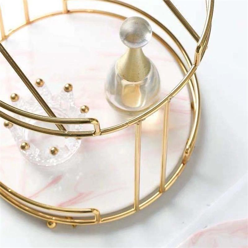 European Style Gold-Plated Iron Double-Layer Cosmetic Storage Rack Creative Dresser Desktop Storage Rack Cosmetic Rack