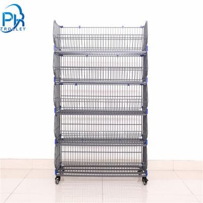 Hot Sale 5 Tiers Stackable Metal Basket Holder Kitchen Storage Rack