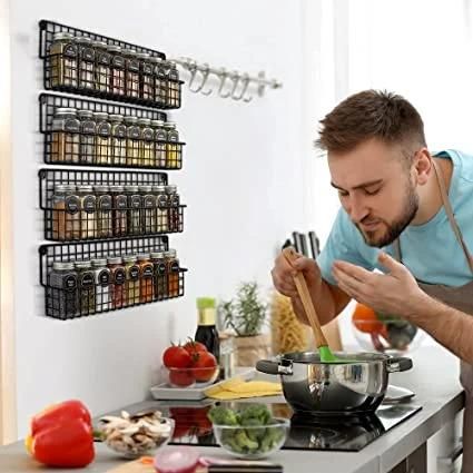 Farmhouse Style Hanging Spice Racks for Wall Mount - Easy to Install Set of 4 Space Saving Racks - The Ideal Seasoning Organizer for Your Kitchen