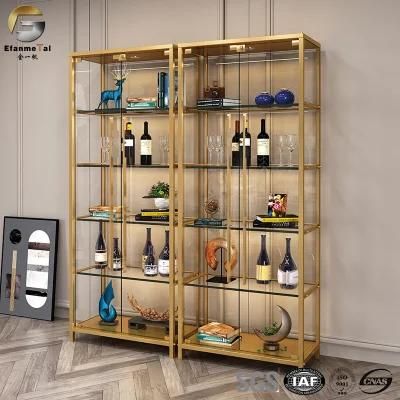 Ve387 Professional Factory Office Furniture Gold Well-Welded Stainless Steel Bookshelf with Mirror Layers