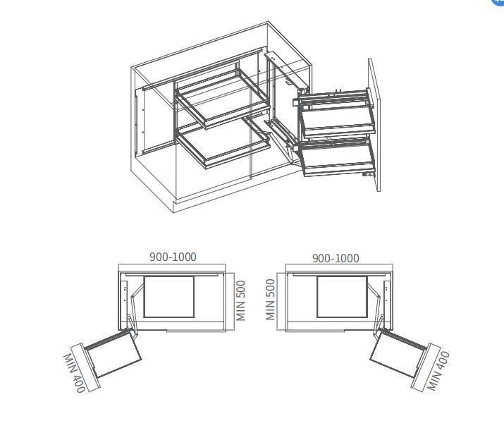 Magic Corner Base Cabinet Pull out Storage Rack