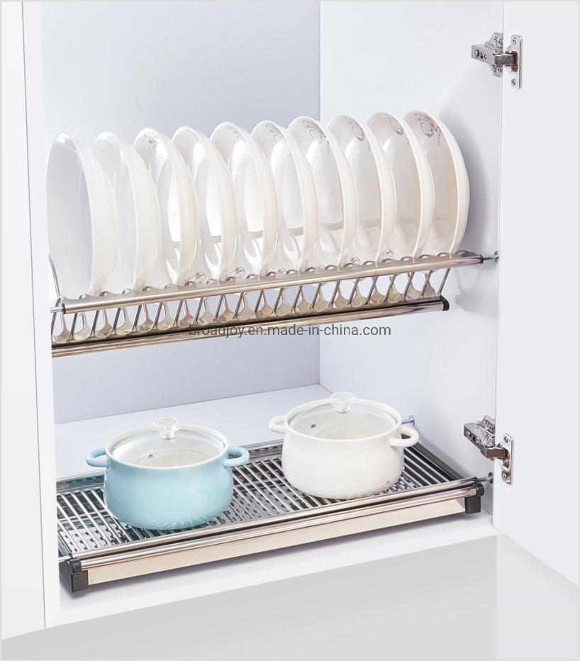 Wall Mount Unit Cabinet Hanging Stainless Steel Wire Tray Organizer Kitchenware Plate Storage Shelf Holder Kitchen Cabinet Accessory Cupboard Drainer Dish Rack