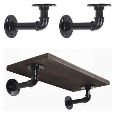 Pipe Bracket Shelf Bracket Wood Shelf Vintage Double Flange Bracket for Steampunk Style Decor