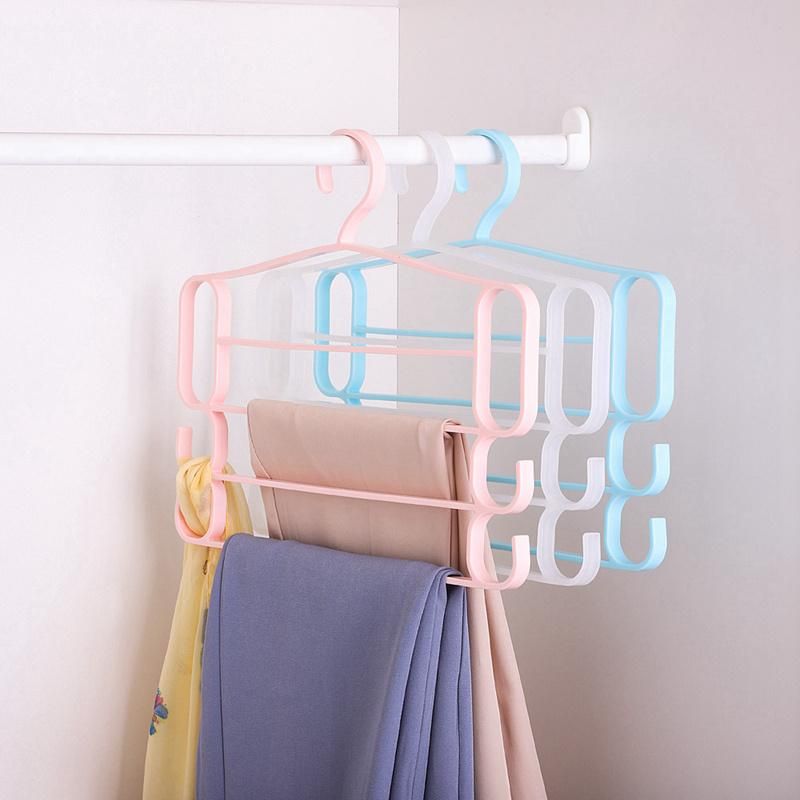 Creative Wardrobe Storage Multi-Layer Multi-Function Magic Hanger Adult Plastic 4-Layer Pants Rack  (XF-2337)  