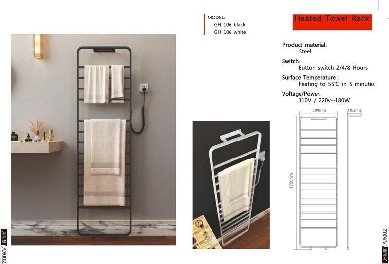 Wall Mounted Towel Warmer Dryer Rack for Bathroom Black Stainless Steel Towel Radiator Electric Heated Towel Rail