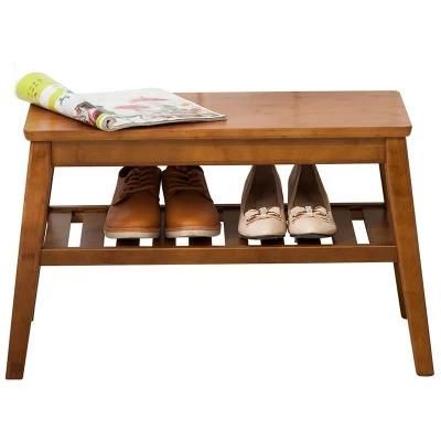 2 Tier Stackable Entryway Balcony Free Standing Boot Shelf, Bamboo Wooden Shoe Storage Organizer