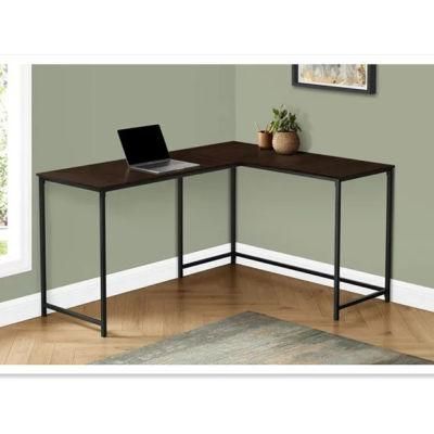 Simple L Shape Computer Desk Work Form Desk Steel Tube Frame and Wood Home Office Home Job PC Desk Modern with Shelf 150kgs 15mm