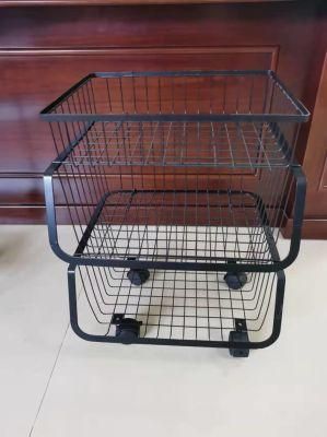 100% 304 Stainless Steel Wire Basket Grid Mesh Floor Storage Supermarket Metal Retail Store Fruit Display Shelf Rack