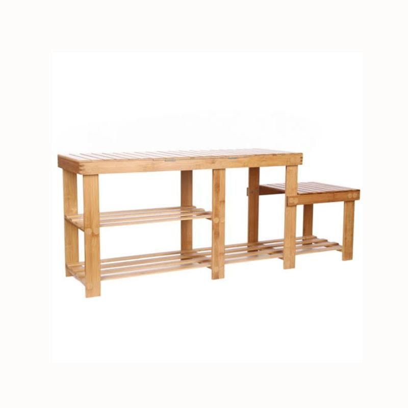 Eco Friendly Multifunction Entryway Houseware Seat, Natural Bamboo Shoe Rack Bench with 4-Tier Storage Shelf