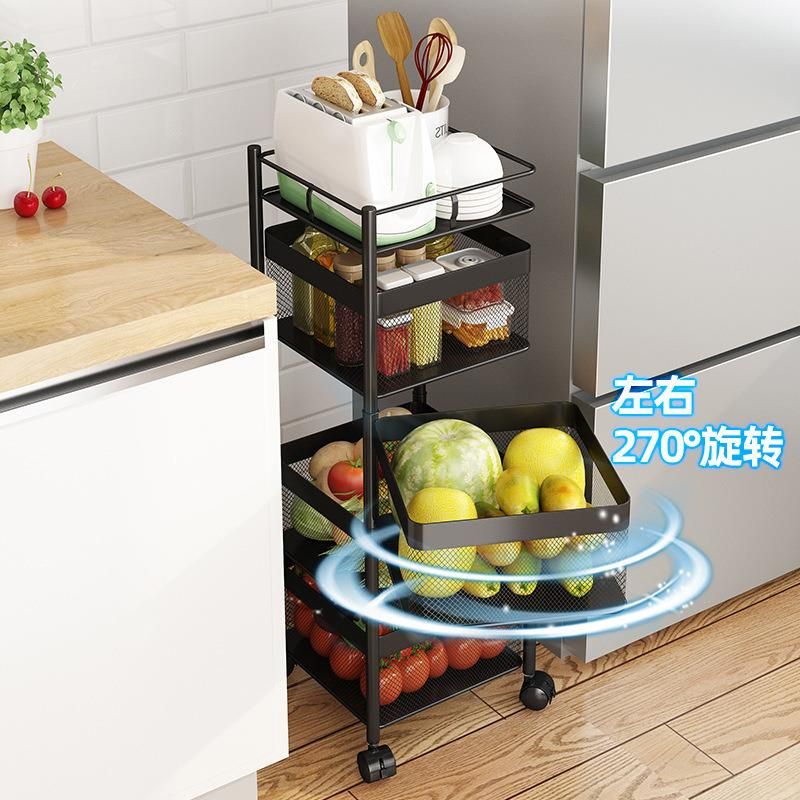 Multi-Layer Fruit Vegetable Rack Home Shelf Rotating Living Room Floor Kitchen Storage Rack Wbb15960