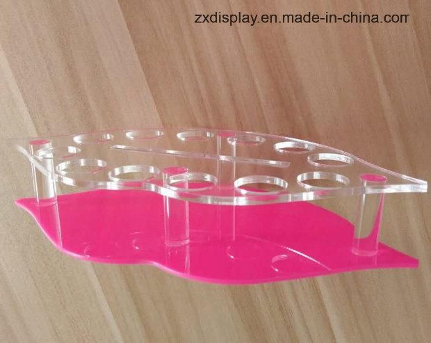 12 Slots Pink Acrylic Lipsticks Holder Makeup Perfume Display Stand