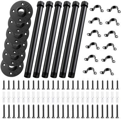 12 Inch Industrial Pipe Shelf Bracket 6PCS, DIY Rustic Floating Pipe Shelf Bracket for Industrial Pipe Shelving, Rustic Pipe Decor Wall Mount