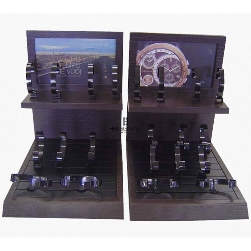 High-End Matte Showcase Wooden Watch Display Stand for Shop & Store