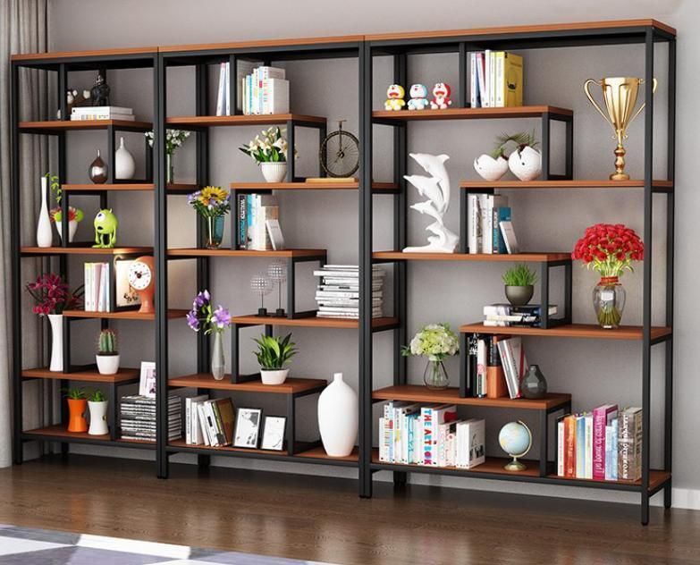 Wooden Shelves Library Living Room Storage Bookshelf