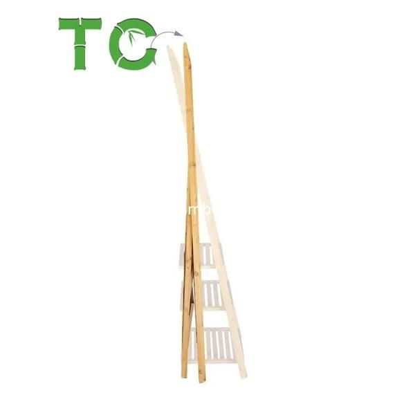 Wholesale Foldable Bamboo Free-Standing Towel Rack Towel Holder Bamboo Ladder Towel Rack Stand Bamboo Towel Rack with 3 Shelves 3 Rails