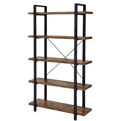 Standing Shelf Easy Assembly, Living Room5-Layer Industrial Stable Bookcase