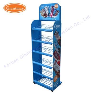 Metal Floor Standing Wire Supermarket Shelving Potato Chips Display Rack