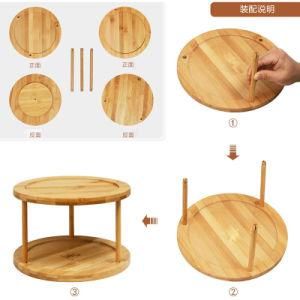 Lazy Susan Turntable Wooden Round Spice Rack Restaurant Shelf Display Revolving Kitchen Rotating Set Bamboo Organizer