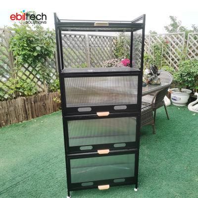 Multi-Function Floor 4-Layer Kitchen Cookware Cabinet Microwave Oven Electric Appliance Storage Shelf Rack