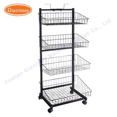 Giantmay Retail Metal Potato Chip Floor Display Biscuits Snack Wire Basket Food Rack